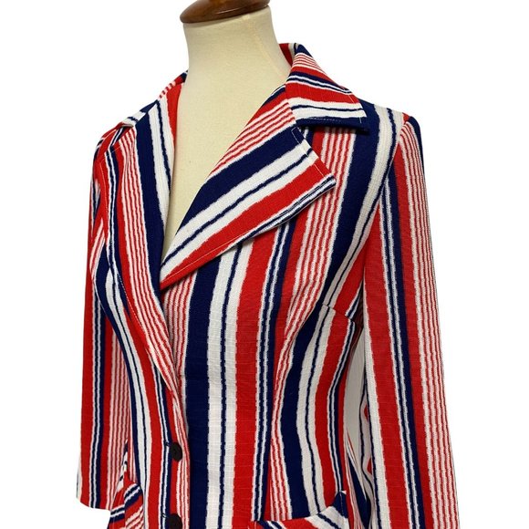 Vintage 60s  Union Made Jon Peters women's blazer striped button front size 9/10 - Picture 14 of 16